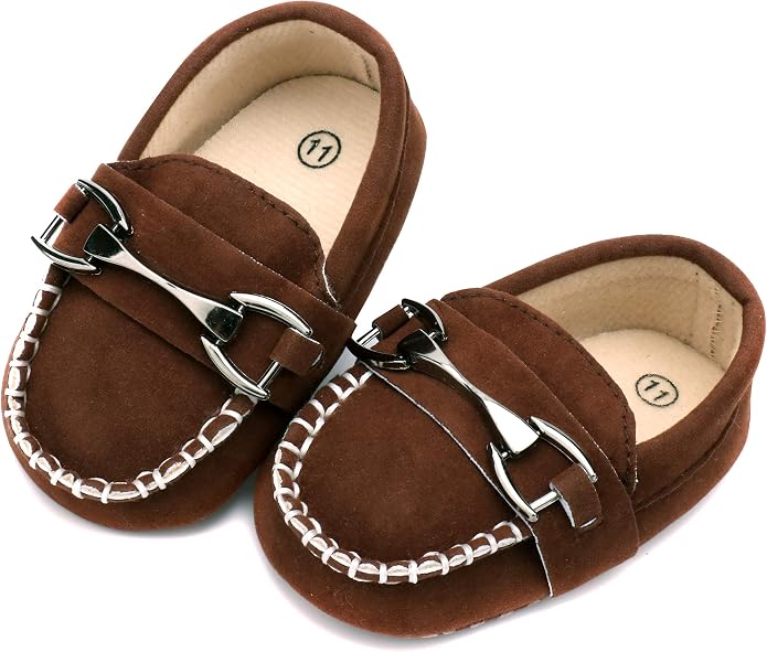 LONSOEN Baby Girls Boys Loafers Prewalker Dress Crib Shoes - Image 3