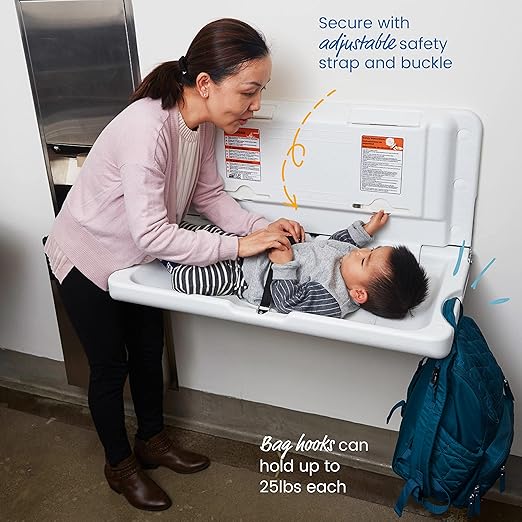 ECR4Kids Horizontal Wall-Mounted Changing Station, Baby Changer - Image 4