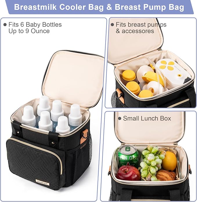Breastmilk Cooler Bag with Ice Pack Fits 6 Baby Bottles up to 9 Ounce, Breast - Image 4