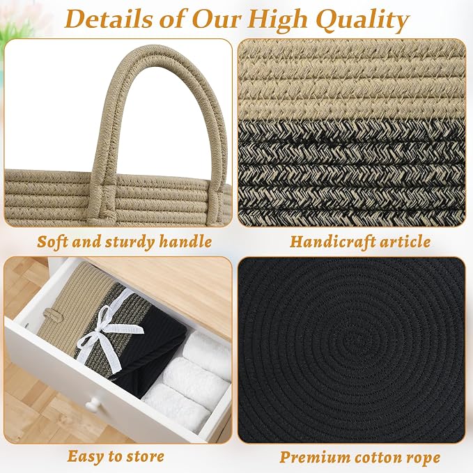 67L Storage Basket for Organizing, Cotton Rope Woven Blanket Basket, Toy - Image 8