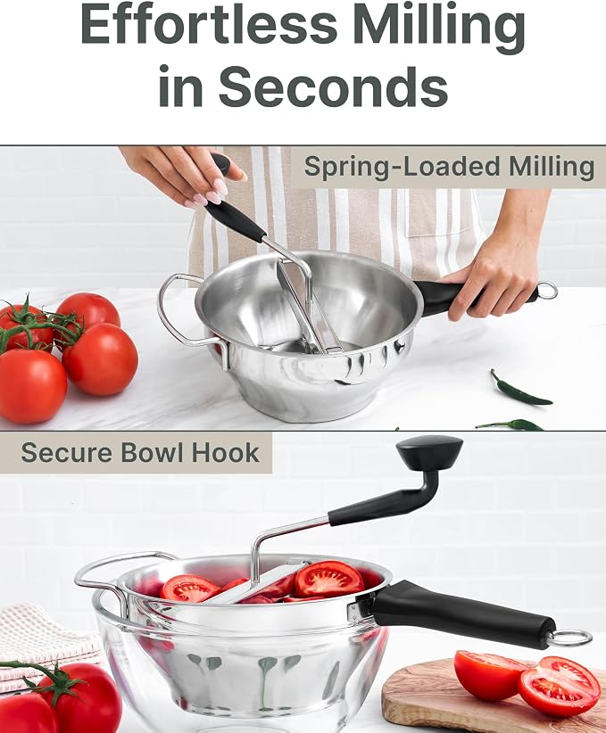 Stainless Steel Food Mill with Detachable Handles – Hand Crank Grinder - Image 7