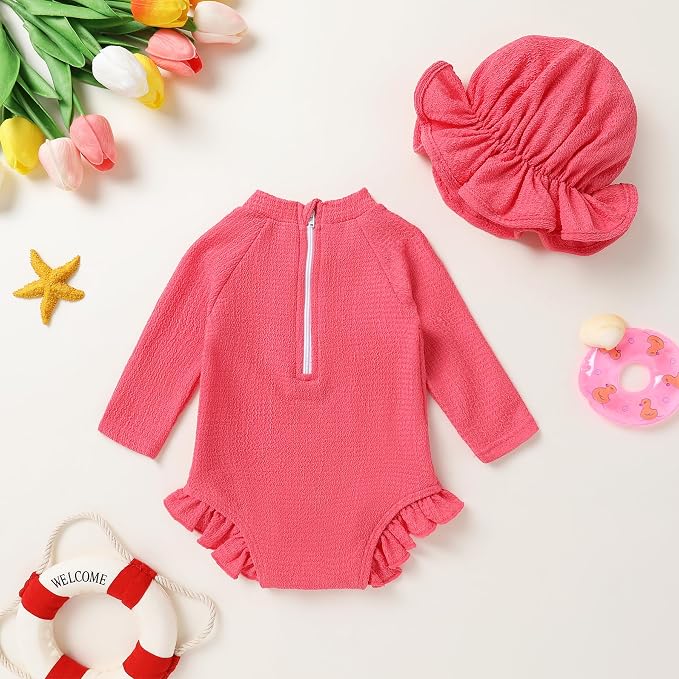YOUNGER TREE Infant Baby Girls Swimsuit Long Sleeve Swimsuits One Piece - Image 3