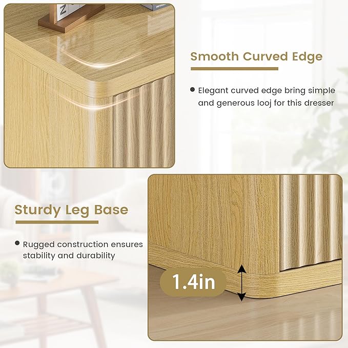 Fluted 9 Drawers Dresser, Modern Chest of Drawers - Image 7