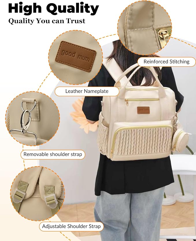 Backpack Diaper Bag, Stylish Waterproof Baby Diaper Bags - Image 7