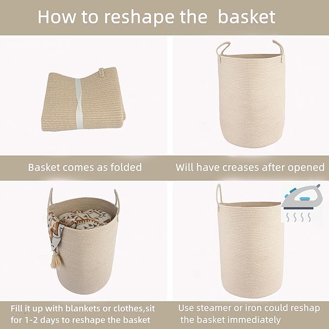 Cotton Rope Laundry Basket Hamper - Image 7