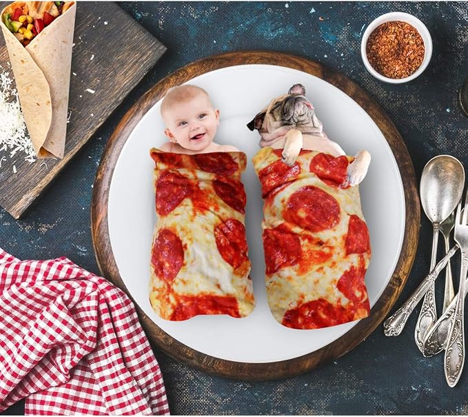 Pizza Blanket Baby Gift, Baby Pizza Swaddle Blanket, Kids Newborn Baby - Image 2