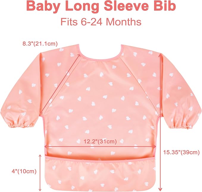Long Sleeve Baby Bib For Eating Feeding Mess Proof Waterproof Food Smock Bibs - Image 2