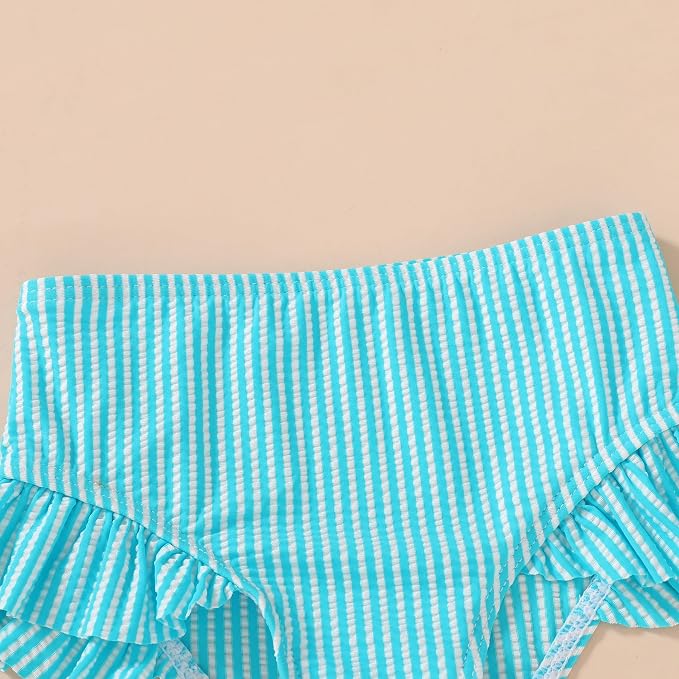 YOUNGER TREE Toddler Girls Two Pieces Swimsuit Color Block Stripe Swimwear - Image 5