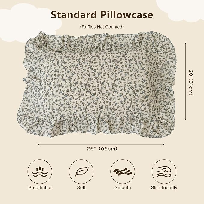 BuLuTu Soft Cotton Kids Pillowcases Standard Size, Cotton Muslin Pillow - Image 2