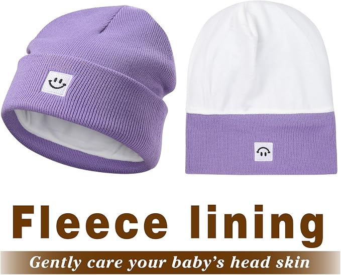 MaxNova 2 Pack Baby Beanie Fleece Lined Knit Toddler Hat - Image 6