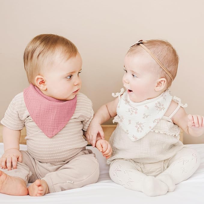 Konssy Muslin Baby Bibs 10 Pack Baby Bandana Drool Bibs 100% Cotton - Image 3