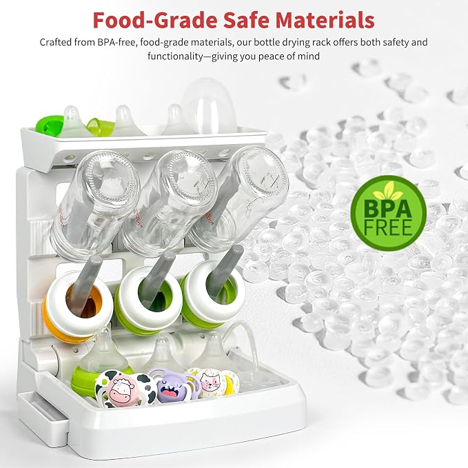 Baby Bottle Drying Rack for 6 Bottles, Vertical Cup Drying Holder, Space Saving - Image 7