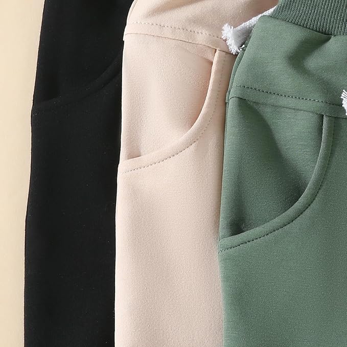 Sejardin Toddler Baby Boy Girl Pants 3 Pack Solid Color Elastic Waist Jogger - Image 5