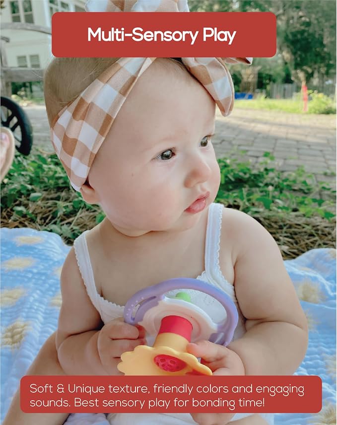 BaBeloved Flower Whistle Baby Teething Toys Multiple Sensory Montessori Baby - Image 7