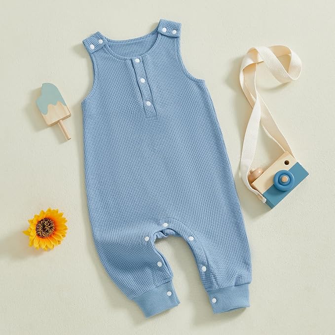 Kuriozud Newborn Infant Unisex Baby Boy Girl Clothes Button Romper Jumpsuit - Image 2