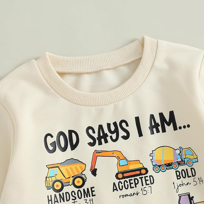 Nyapruwe Toddler Baby Boy Fall Outfit Funny Print Long Sleeve Sweatshirt - Image 4