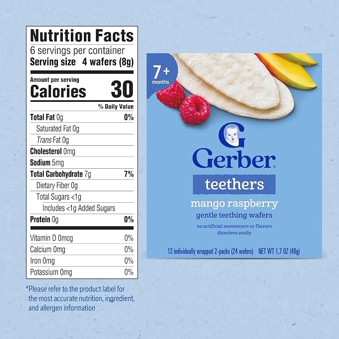 Gerber Snacks for Baby Teethers, Gentle Teething Wafers, Mango Raspberry - Image 2