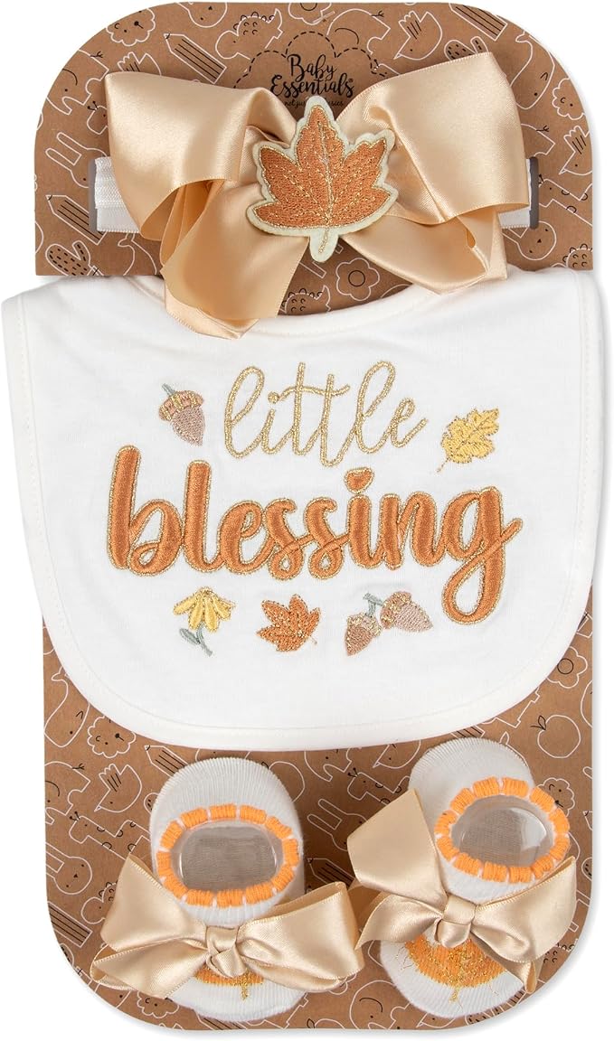 Baby Bib, Booties & Headwear Gift Set – 3 Piece Outfit by BabyEssentialsNotJusttheBasics