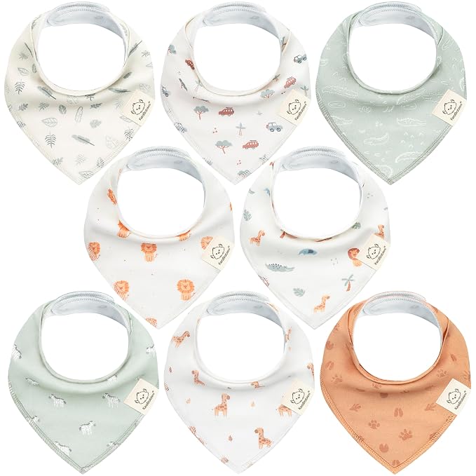 8-Pack Organic Baby Bandana Bibs by KeaBabies