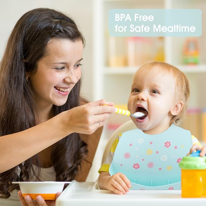 2 Pack Silicone Baby Bibs Adjustable Fit Waterproof Bib - Image 10