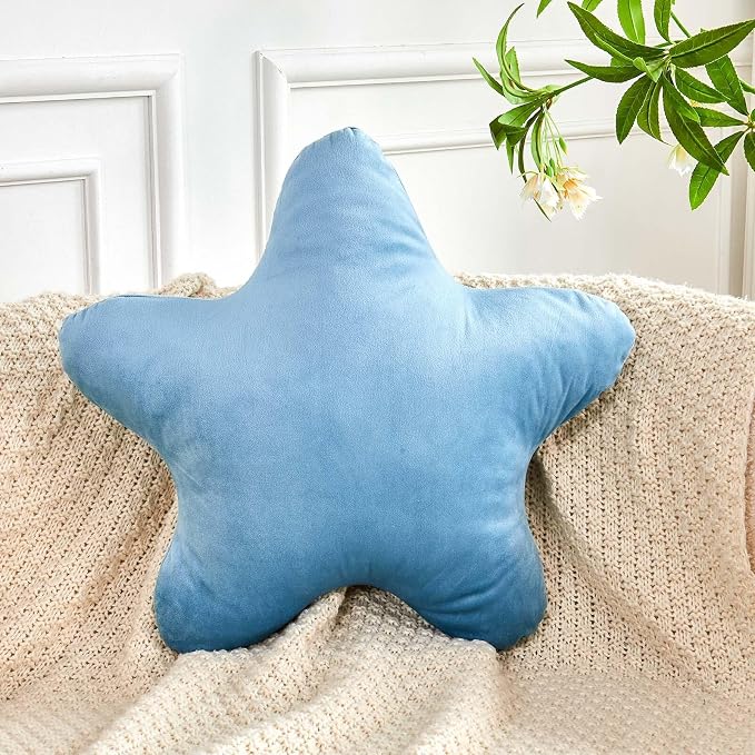 Dusty Blue Star Throw Pillow, Cute Star Pillow Room Decor, Soft 19.6" Star by XVTRU