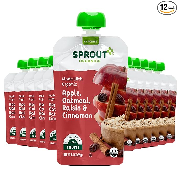 Sprout Organic Baby Food, Stage 2 Pouches, Apple Oatmeal Raisin by SproutOrganics