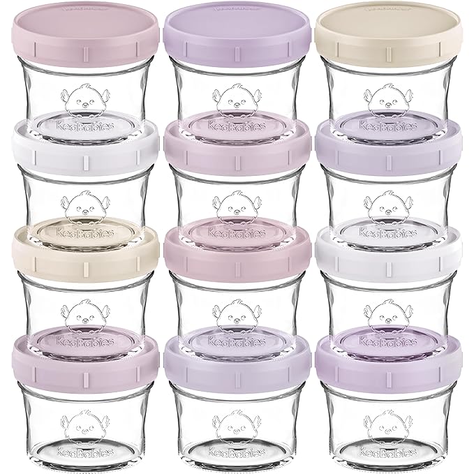 KeaBabies 12pk 4oz Glass Baby Food Containers by KeaBabies