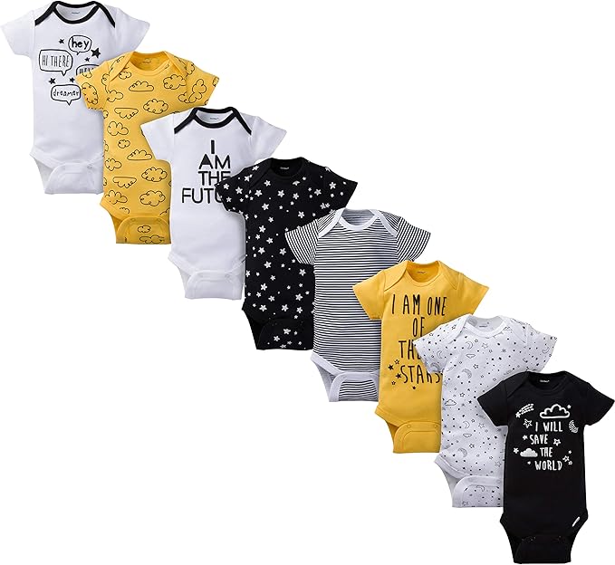 Gerber unisex-baby 8-pack Short Sleeve Onesies Bodysuits by Gerber