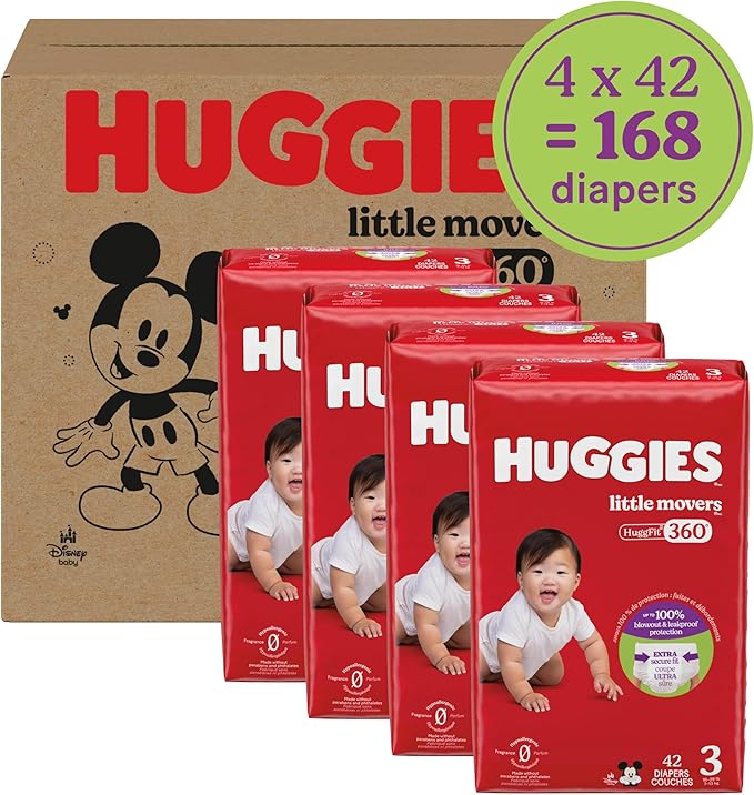 Huggies Size 3 Baby Diapers, Little Movers HuggFit 360° Baby Diapers - Image 2