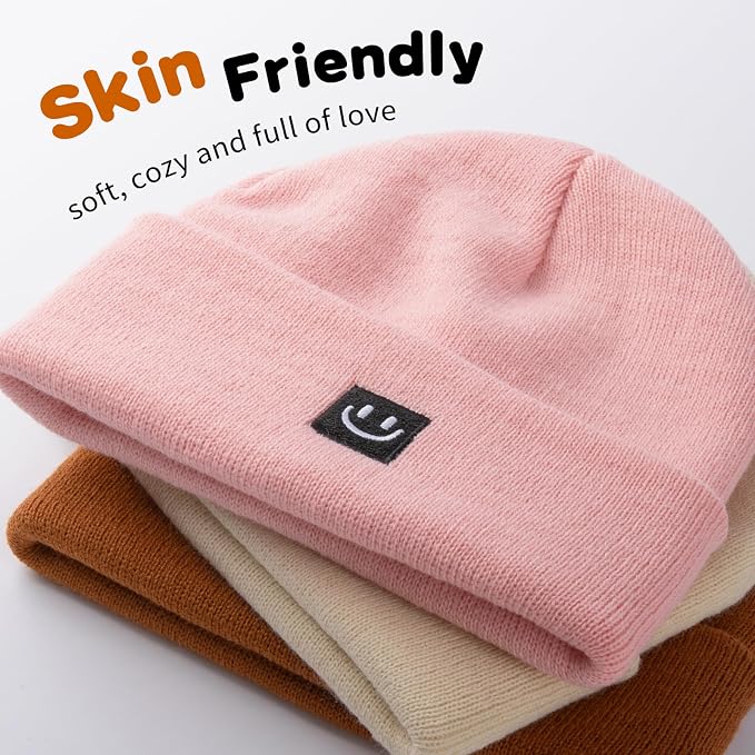 3 Packs Baby Beanie Cute Toddler Beanies Kids Winter Hat Boys Girls Warm Knit - Image 4