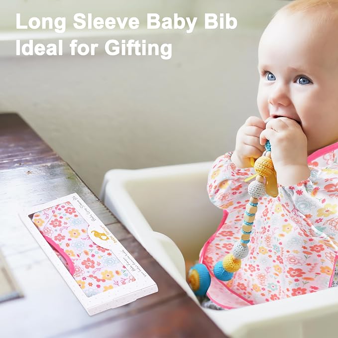 Long Sleeve Baby Bib For Eating Feeding Mess Proof Waterproof Food Smock Bibs - Image 8