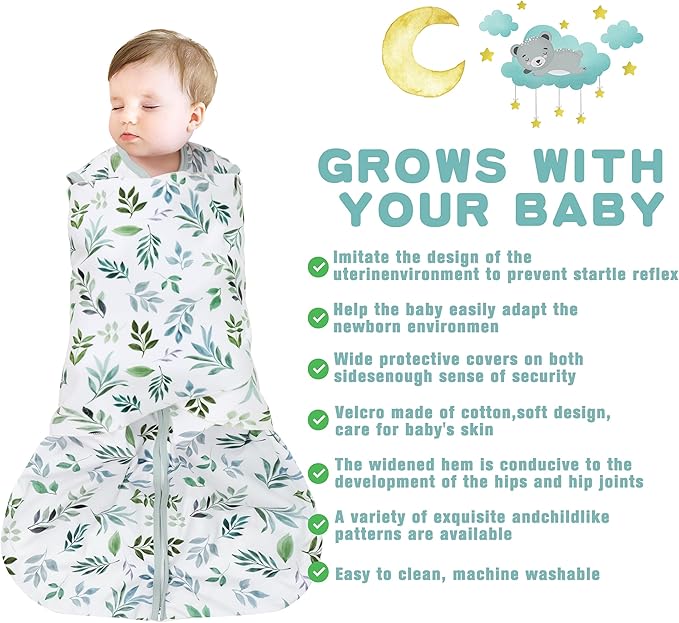 Newborn Sleep Sack Baby Swaddle, Swaddle me 6-12 Month, 3-Way Adjustable - Image 2
