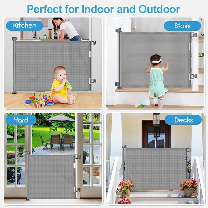 55 inch Retractable Baby Gates, EZIGO Extra Wide Baby Gate - Image 7