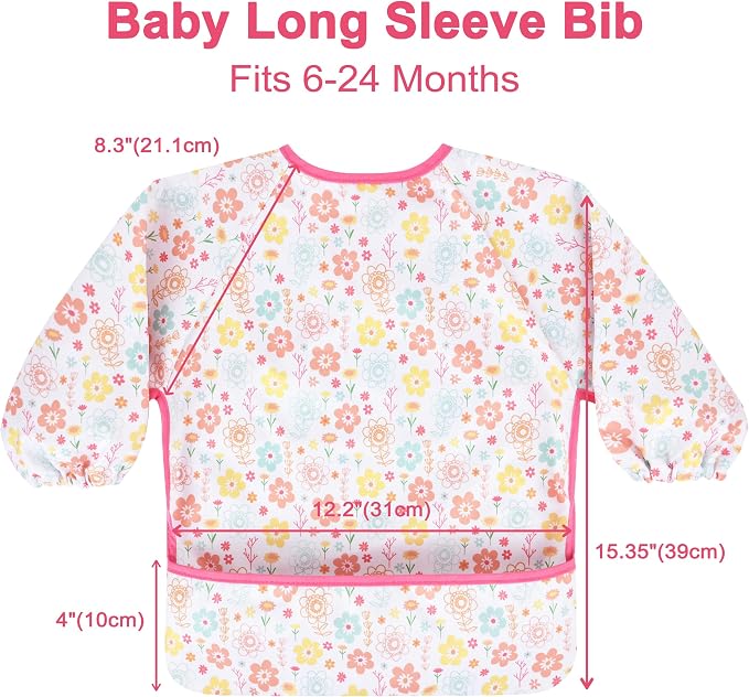 Long Sleeve Baby Bib For Eating Feeding Mess Proof Waterproof Food Smock Bibs - Image 2