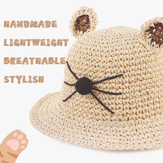 Baby Girl Straw Hat Outdoor Baby Sun Protection Hats Summer Bowknot Beach Cap - Image 2