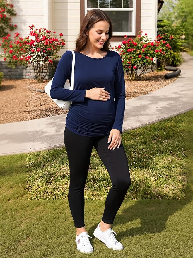 Maternity Shirts Long Sleeve Pregnancy Top - Image 3