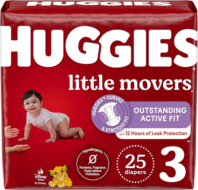 Huggies Size 3 Diapers, Little Movers Baby Diapers, Size 3, Packaging May Vary by Huggies%C2%AE