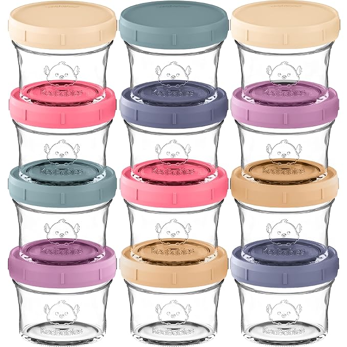 KeaBabies 12pk 4oz Glass Baby Food Containers by KeaBabies