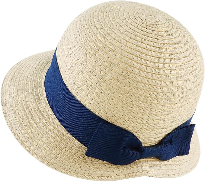 Baby Girl Straw Hat Outdoor Baby Sun Protection Hats Summer Bowknot Beach Cap by JANGANNSA