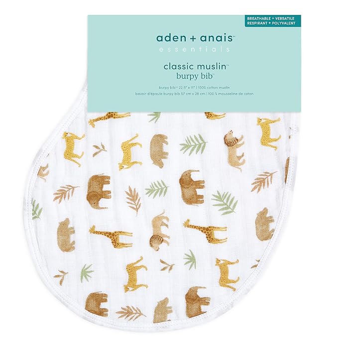 aden + anais Essentials Burpy Bib, 100% Cotton Muslin, Soft Absorbent 4 Layers - Image 2