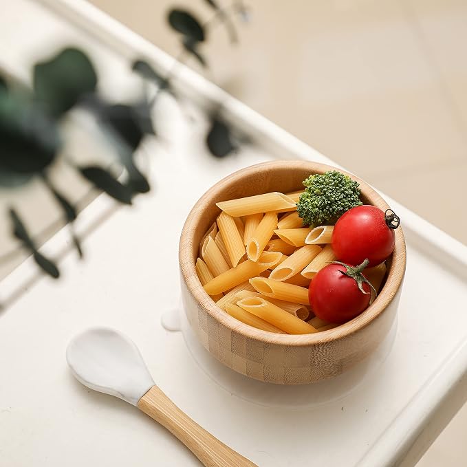 Baby Bamboo Bowls with Suction and Matching Spoon Set - Image 6