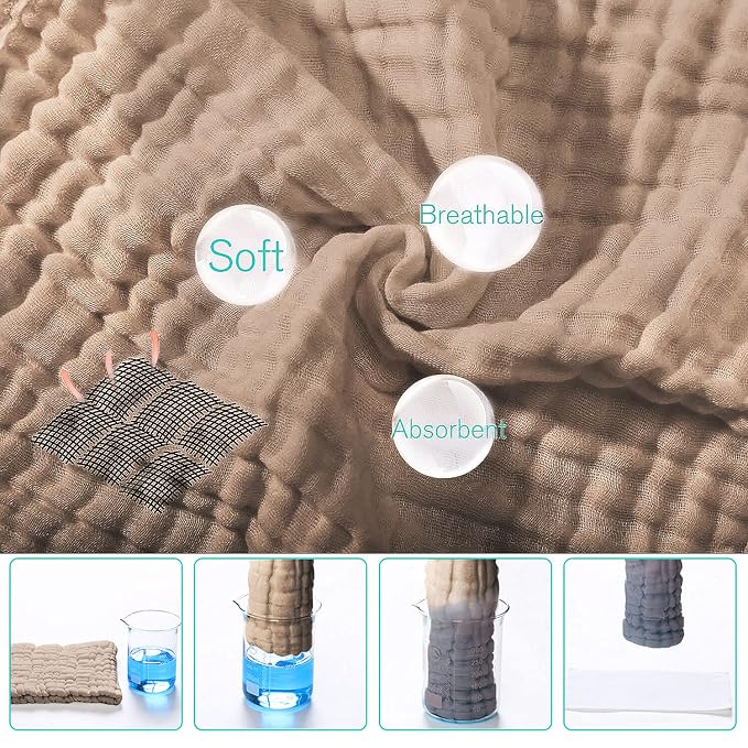 Yoofoss Muslin Burp Cloths for Baby 10 Pack 100% Organic Cotton Baby Washcloths - Image 4