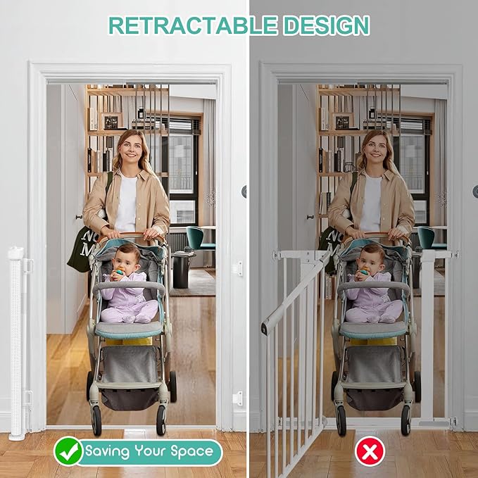 55 inch Retractable Baby Gates, EZIGO Extra Wide Baby Gate - Image 6