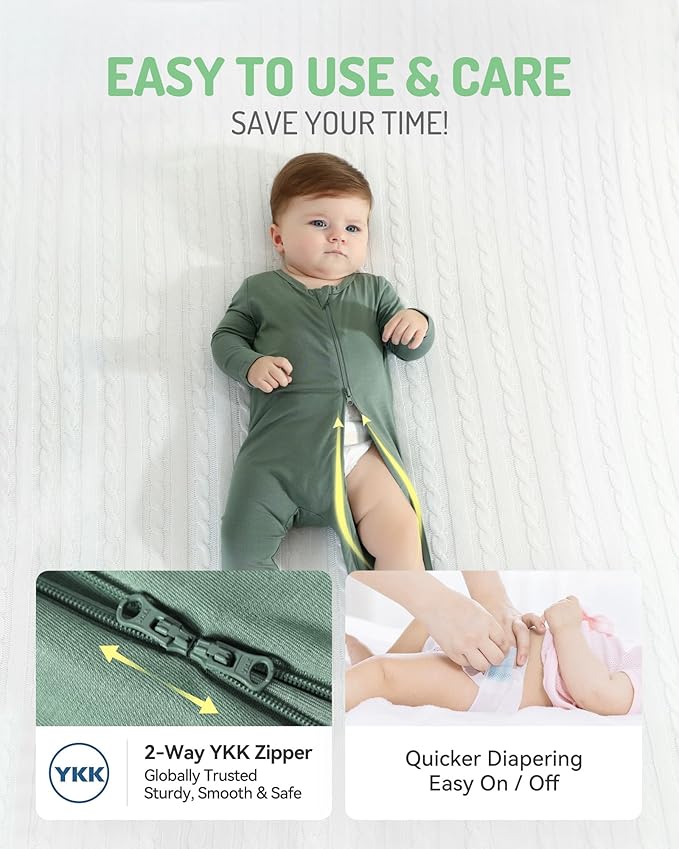HAPIU Rayon from Bamboo Baby Footed Pajamas, 2 Way Zipper YKK, Footie - Image 4