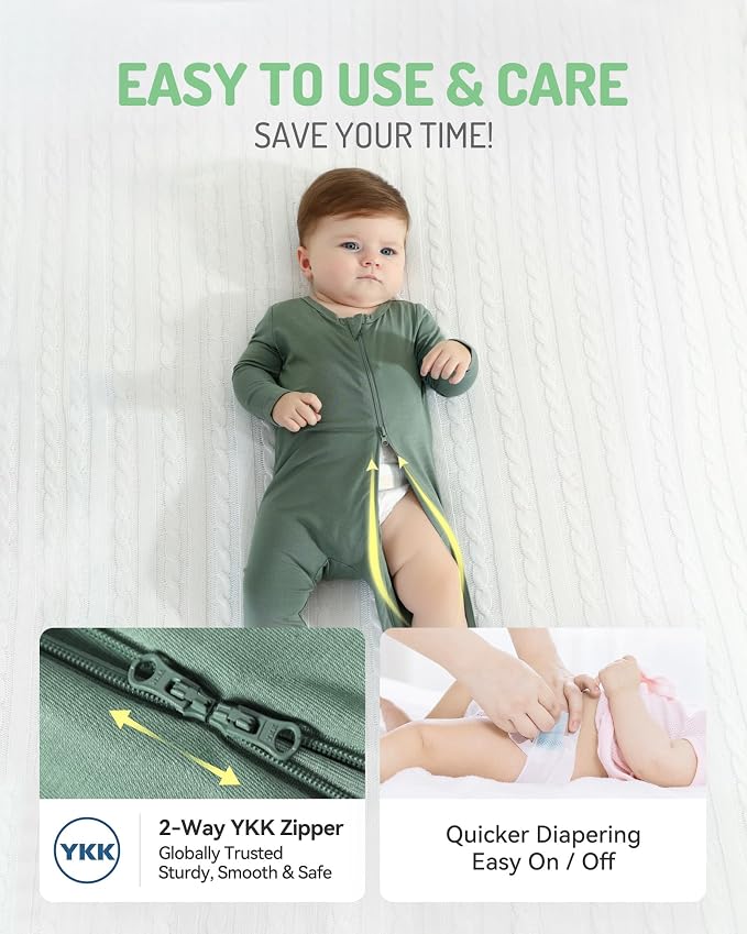 HAPIU Rayon from Bamboo Baby Footed Pajamas, 2 Way Zipper YKK, Footie - Image 4
