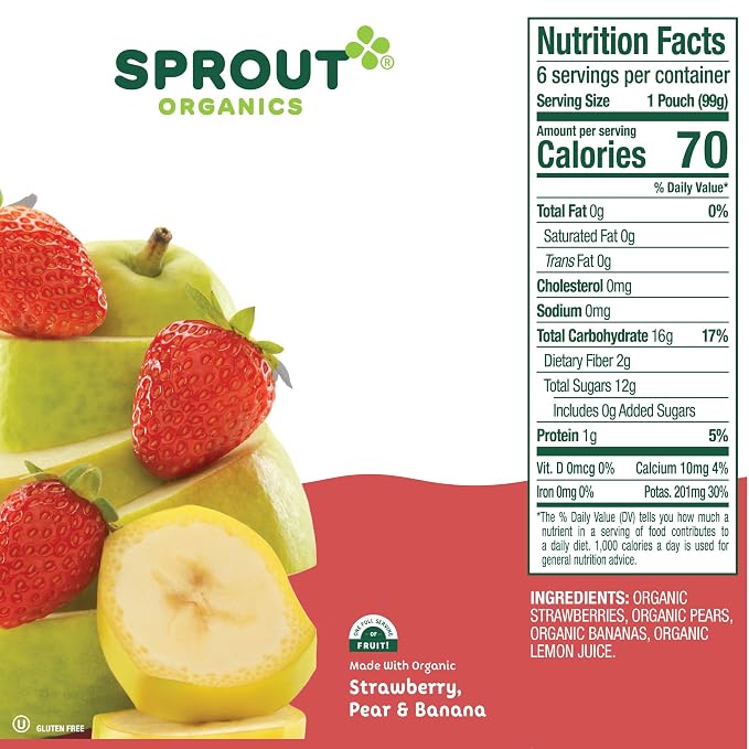 Sprout Strawberry Pear Banana Organic Baby Food 3.5 oz Pack of 12 - Image 5