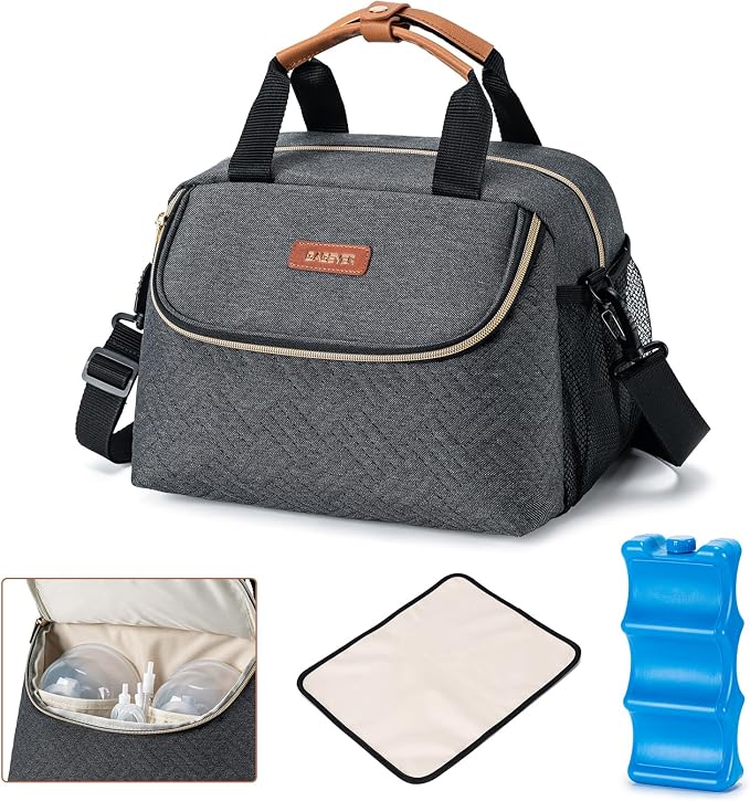 Breastmilk Cooler Bag with Ice Pack Fits 6 Baby Bottles up to 9 Ounce, Wearable by BABEYER