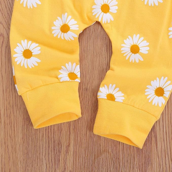 3Pcs Baby Girl Outfits Daisy Sweatshirt + Pants + Headband Infant Fall Winter - Image 4