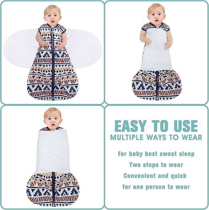 Newborn Sleep Sack Baby Swaddle, 3-Way Adjustable Wearable Blanket, 100% Rayon - Image 3