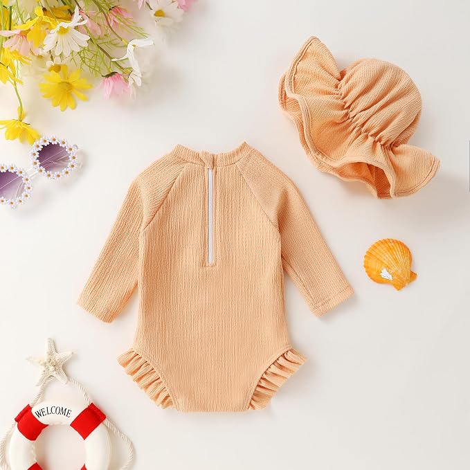 YOUNGER TREE Infant Baby Girls Swimsuit Long Sleeve Swimsuits One Piece - Image 3